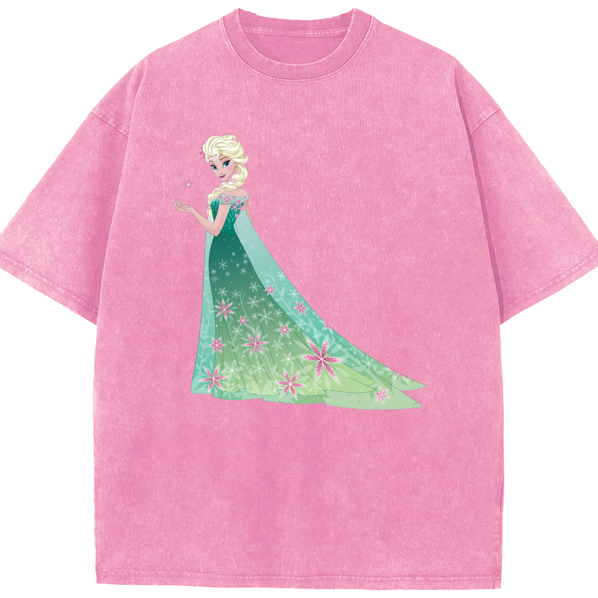 （画像用） アナと雪の女王 アンナ エルサ Frozen Anna Elsa 綿100% ヴィンテージ風 半袖Tシャツ（フロントプリント）